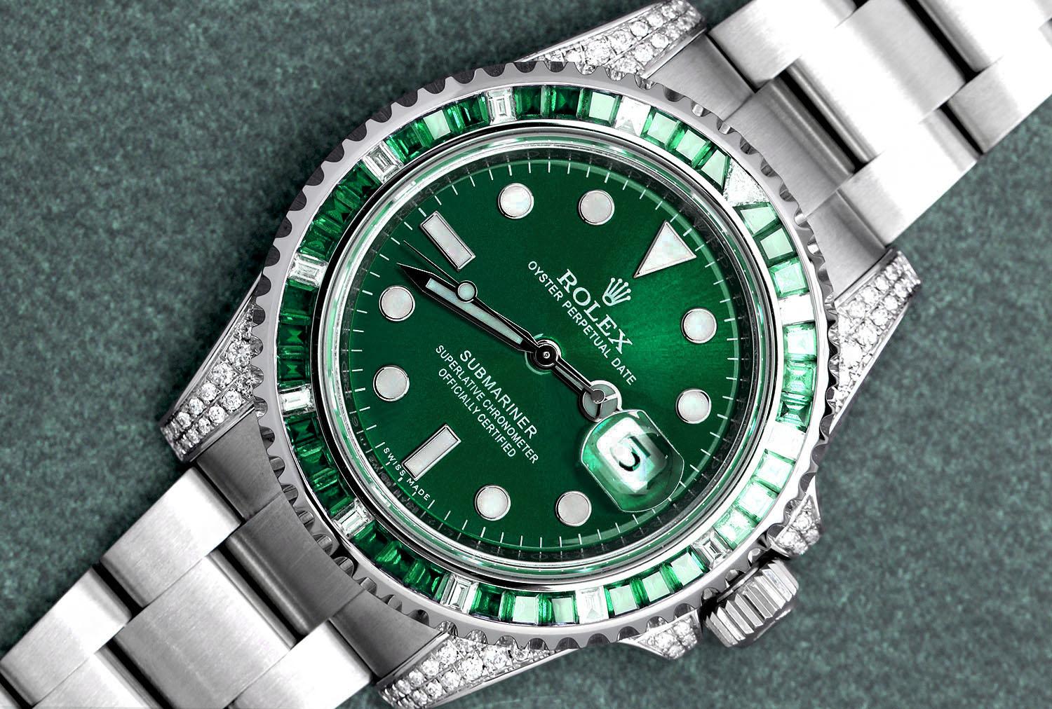 Rolx Submariner Date Emerald Diamond Stainless Steel Watch Green Dia rolx-submariner-date-emerald-diamond-stainless-steel-watch-green-dia